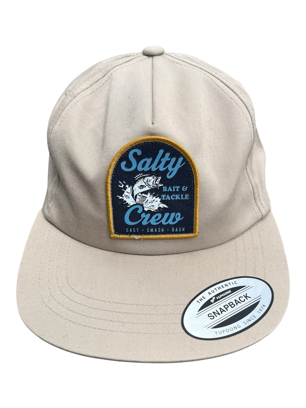New Salty Crew Beige Snapback with Navy & Light Blue Patch